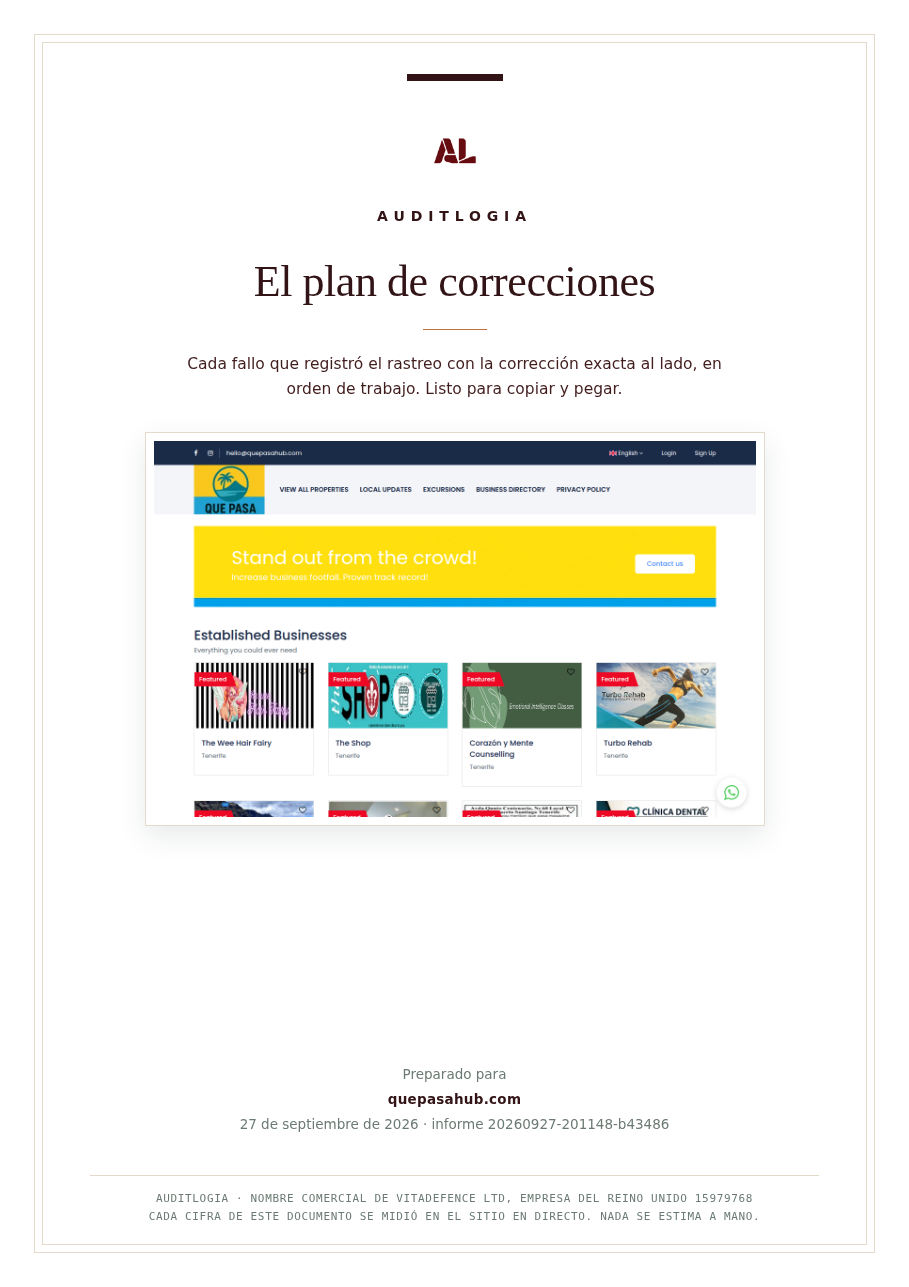 El plan de correcciones