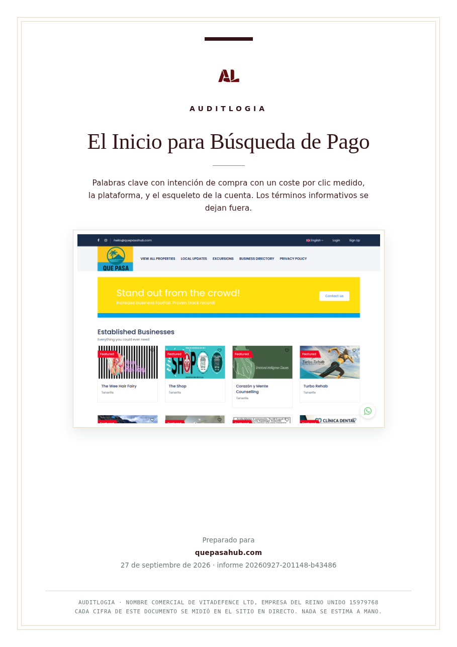 El Inicio para Búsqueda de Pago