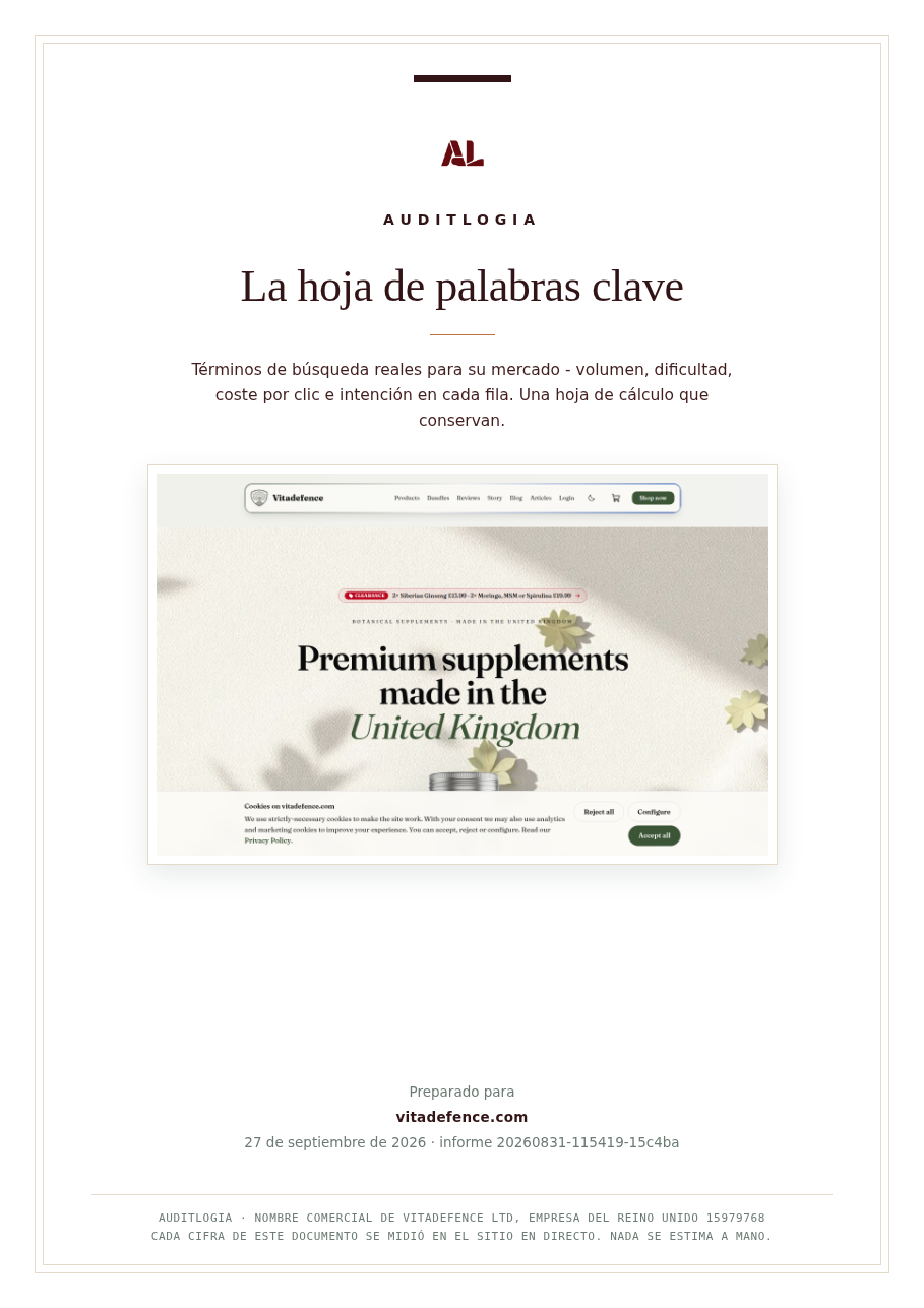 La hoja de palabras clave