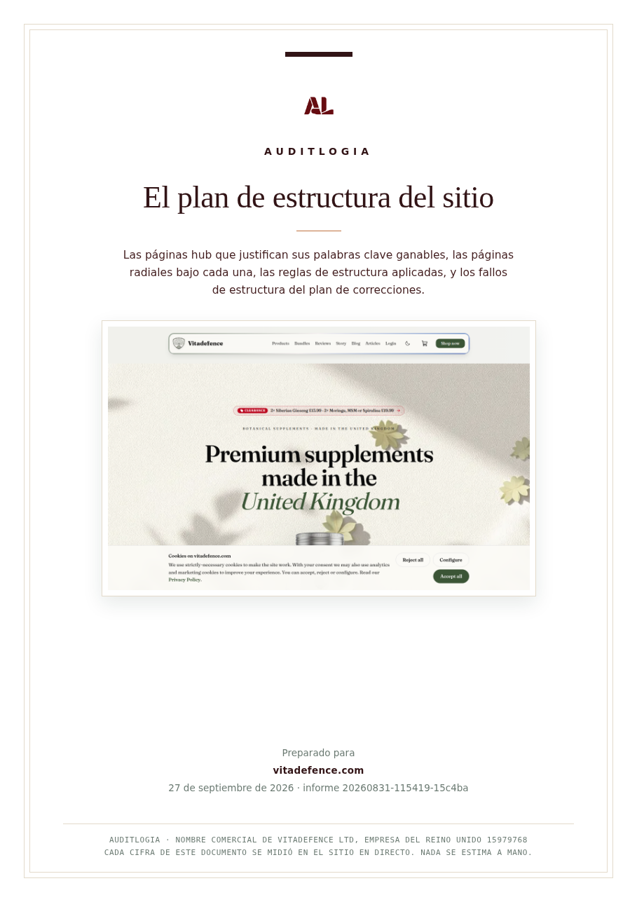 El plan de estructura del sitio
