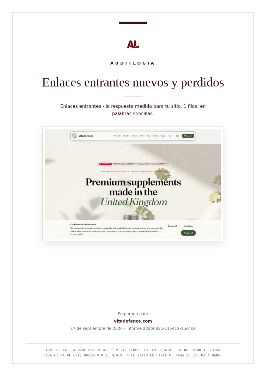Enlaces entrantes nuevos y perdidos