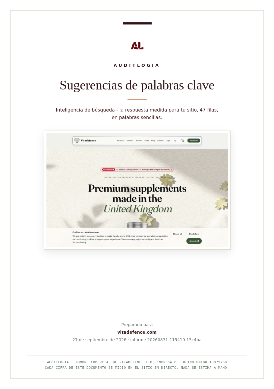 Sugerencias de palabras clave