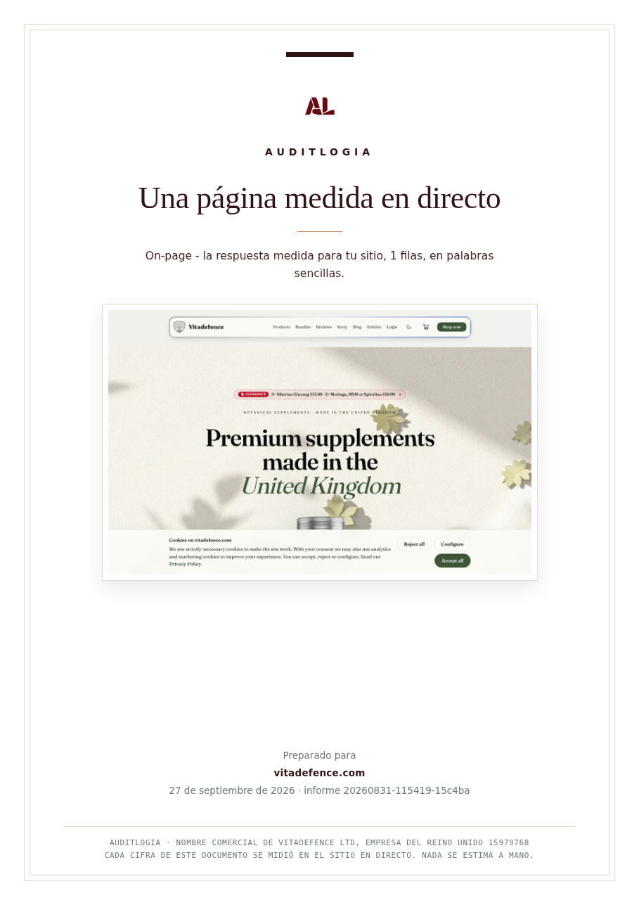 Una página medida en directo