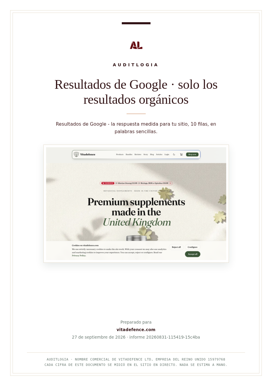 Resultados de Google · solo los resultados orgánicos